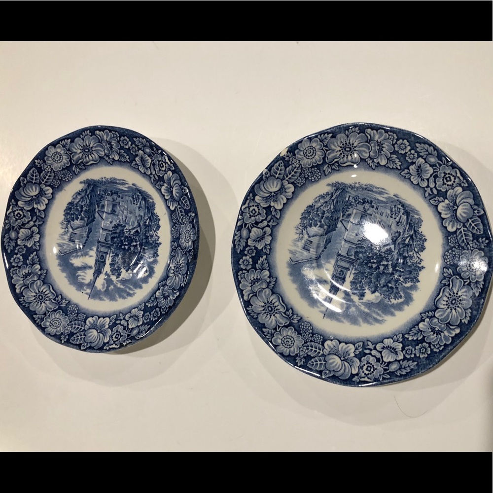 2ea. Liberty Blue Old North Church Saucers